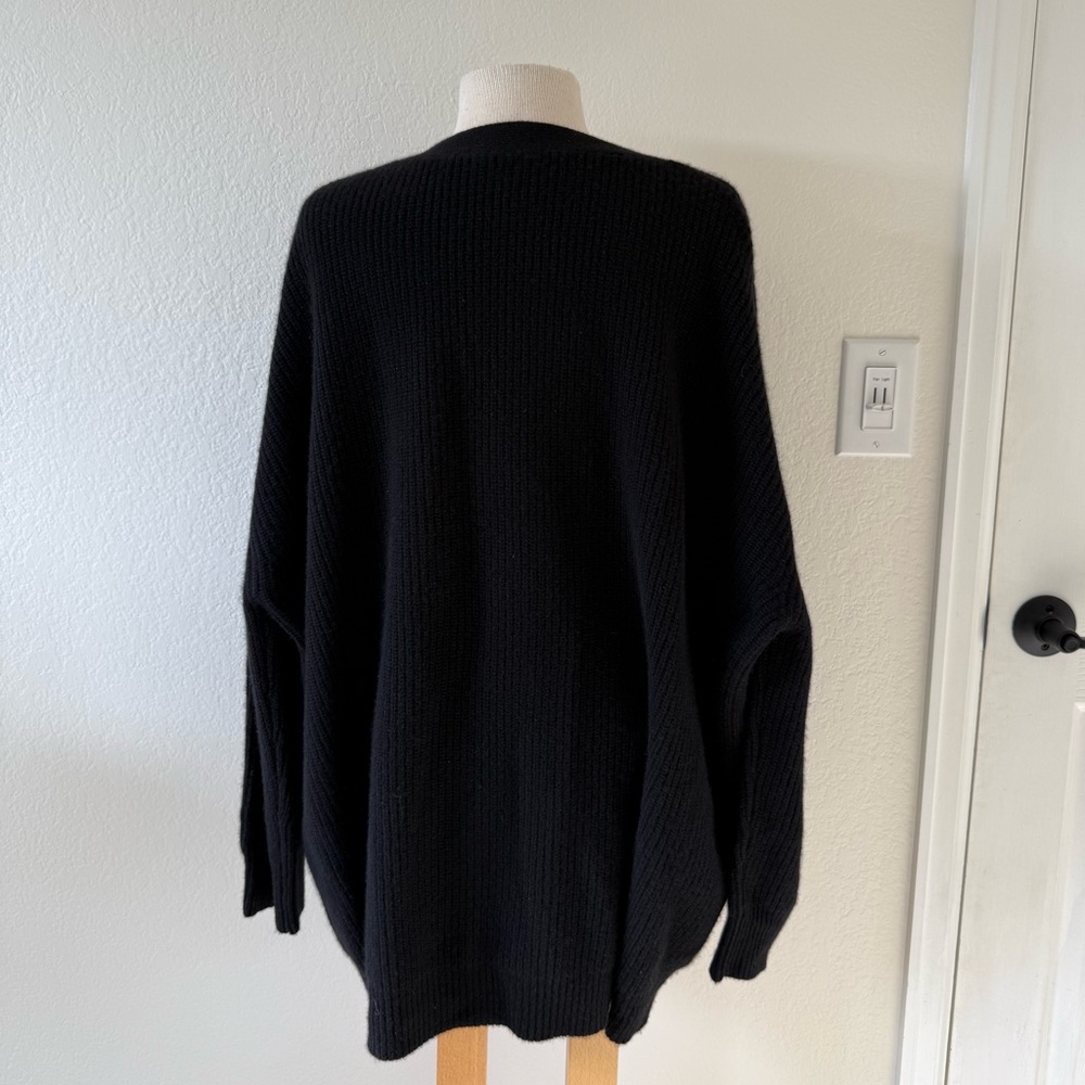 Jenni Kayne Cashmere Cocoon Black Cardigan Sweater Ribbed Oversize XXL - Picture 5 of 8